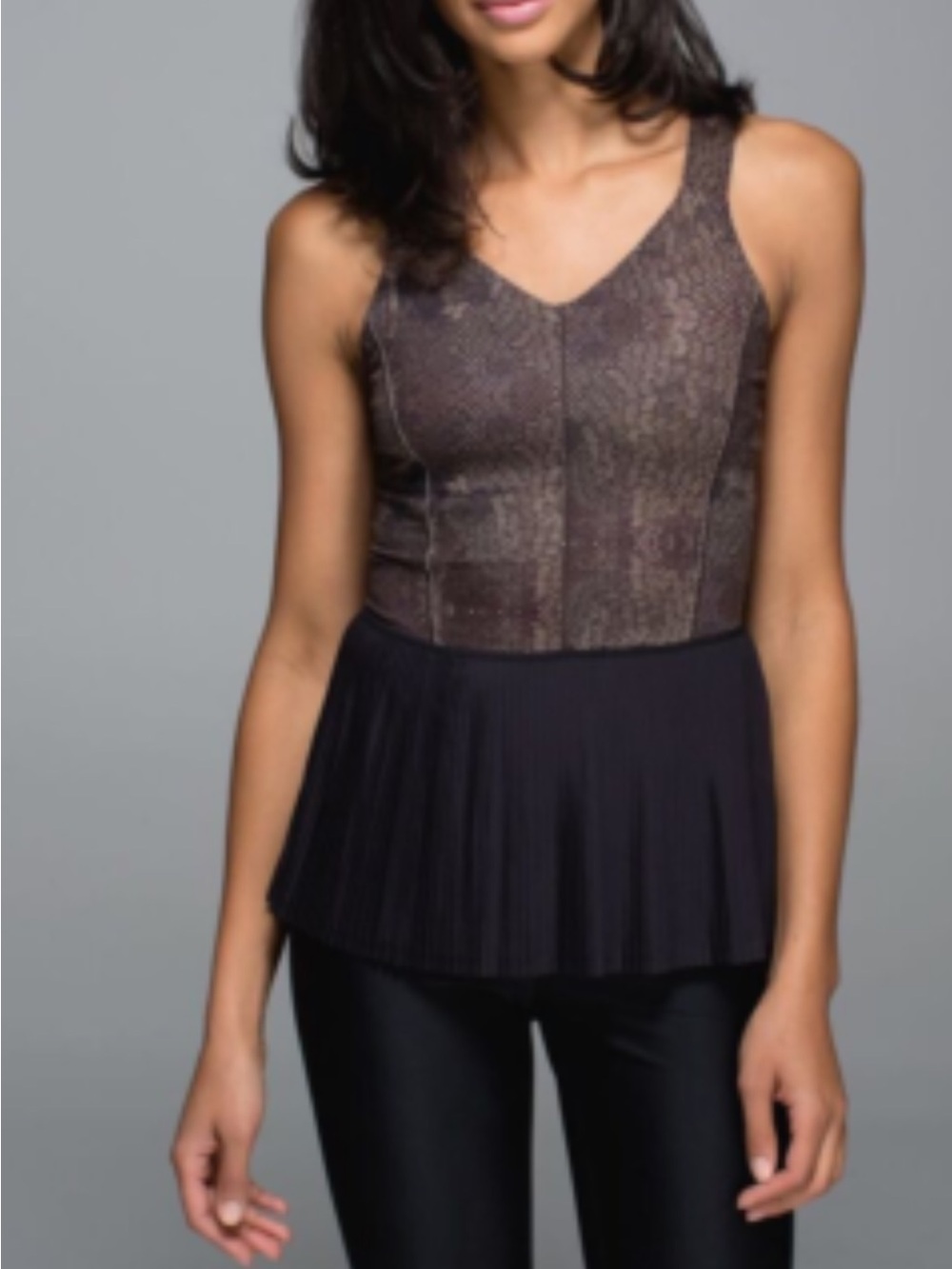 Lululemon Sleeveless Brown Textured Peplum Top